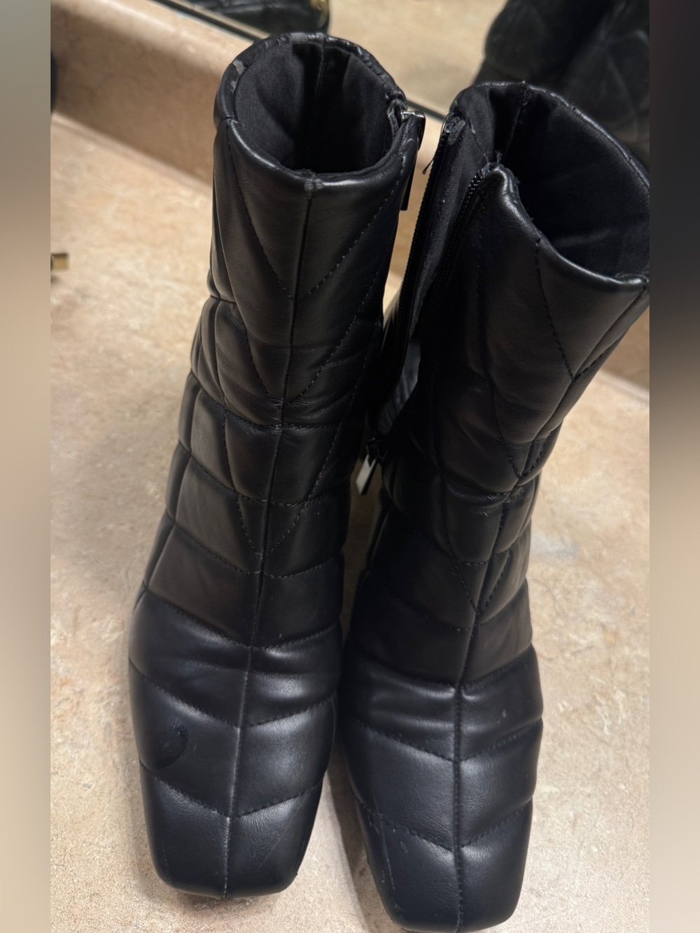 Quilted Black Ankle Boots - Women's Fashion Booties